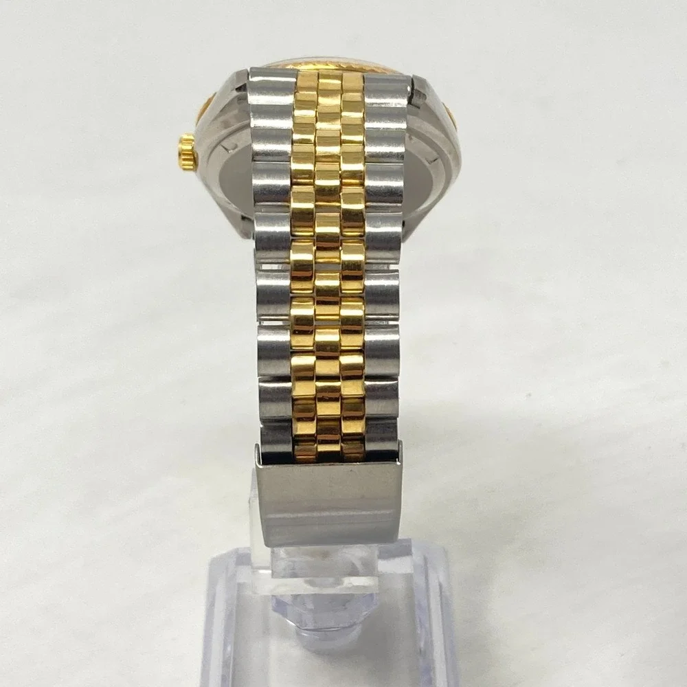 Pillsbury Watch Men 35mm Silver Gold Two Tone Date Bubble Round New Battery 7